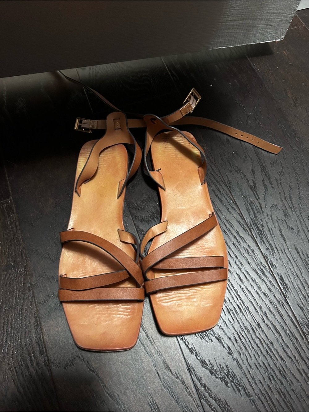 Women's Brown Leather Strappy Ankle‑Tie Sandals
